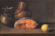 Still Life with Salmon, a Lemon and Three Vessels